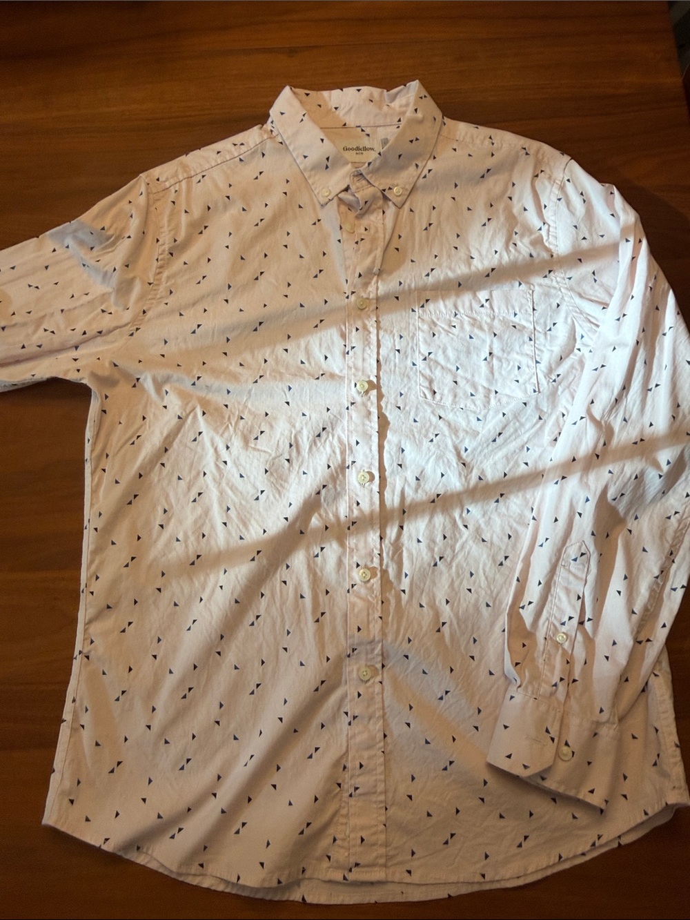 Goodfellow & Co White Button-Down Shirt with Small Navy Triangle Print